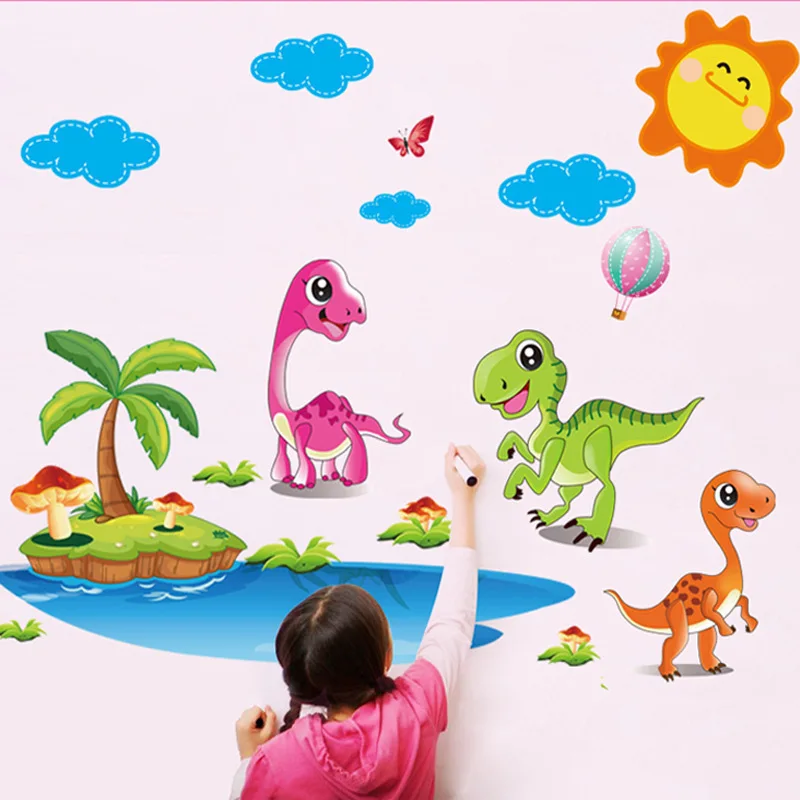 Cartoon Dinosaur Park Wall Stickers Kindergarten Classroom ...
