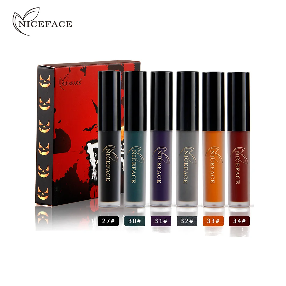 6 шт./компл. NICEFACE Dark серия блеск для губ Макияж Матовая жидкая губная помада