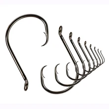 10 ШТ. 1#-10# Черный Высокоуглеродистой Стали Рыболовный Крючок В Крючки Прочный Песка Большие Рыболовные Крючки с Отверстием Для Рыболовных Снастей