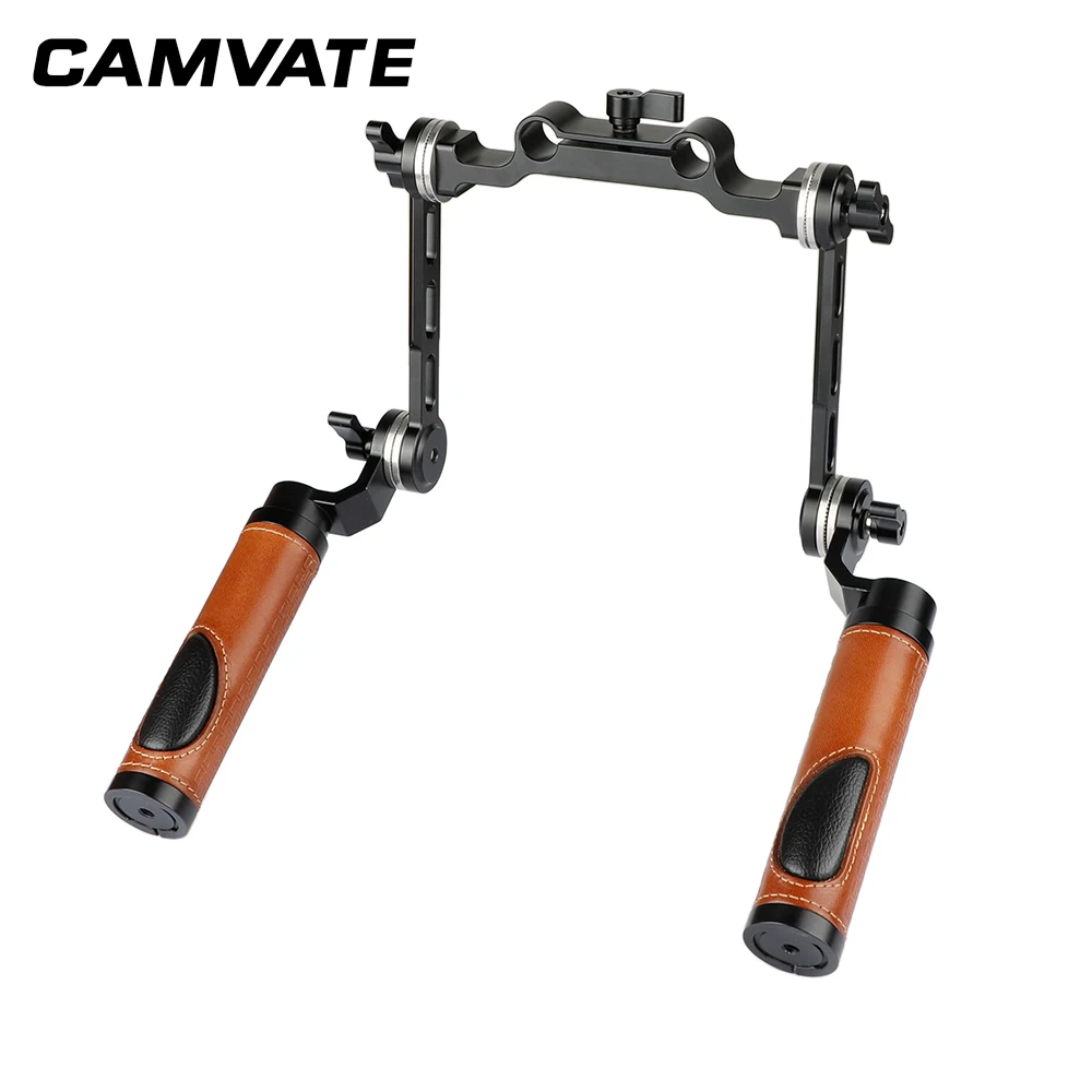 CAMVATE arri Rosette двойная рукоятка с регулируемым удлинителем для DV видеокамеры ручной наплечный держатель C2073