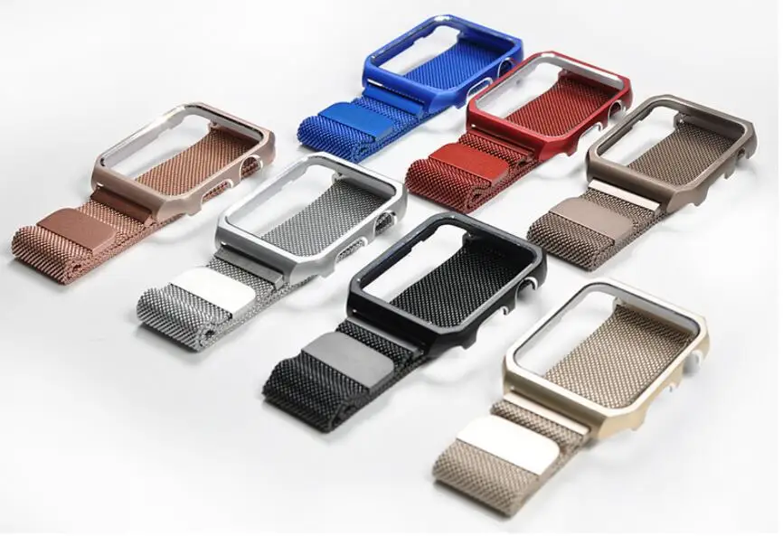 Milanese Watchband+Frame For Apple Watch Bracelet iwatch Series 1 2 3 38mm 42mm Alloy Frame Strap Watches Metal Band
