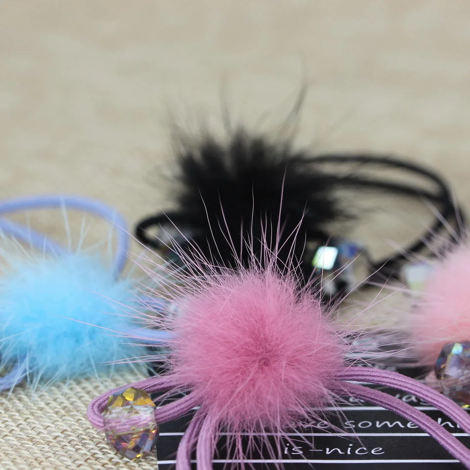 

isnice Imitation Mink ball Hair bands Lady Quality hair accessories for women wholesale ornament gum for hair