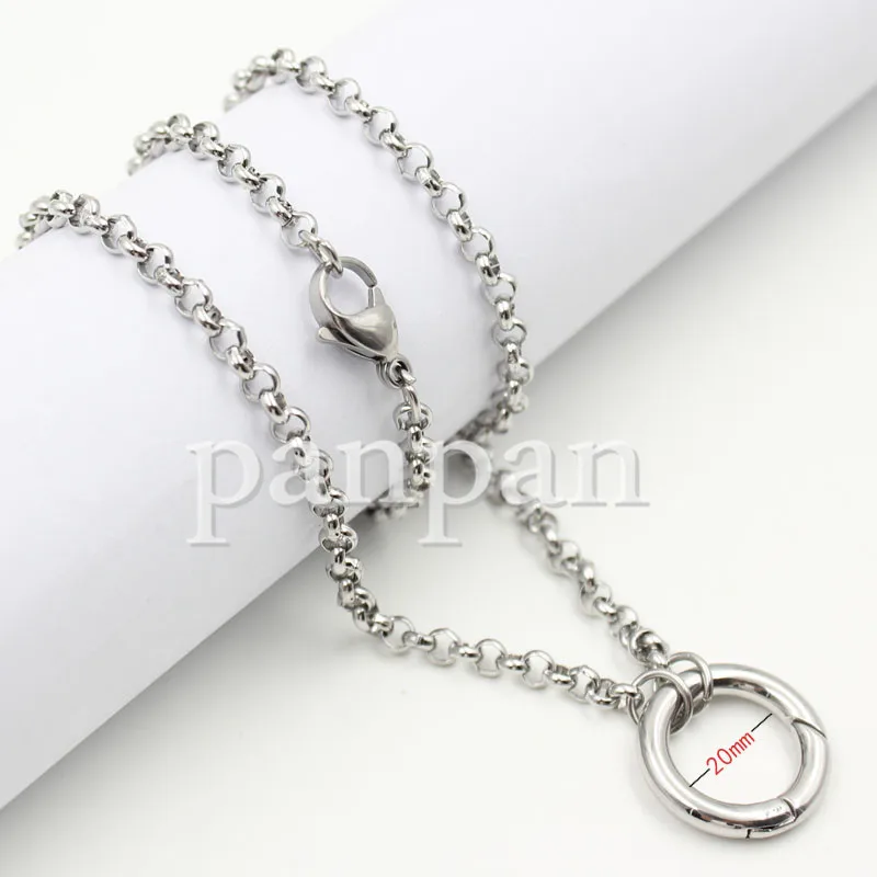 

Carvort 24" ( 60cm) Stainless steel silver rolo chain with spring clasp for floating memory locket( no locket)