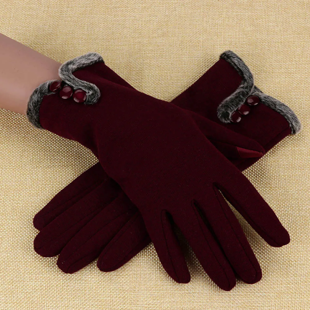 Зимние перчатки, женские кашемировые Теплые перчатки для вождения, перчатки для сенсорного экрана, перчатки для вождения - Цвет: 4