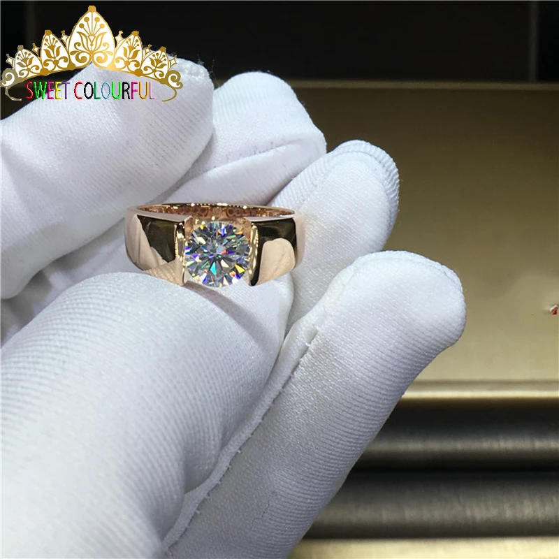 18 K 750Au золото Moissanite алмаз мужское кольцо D Цвет VVS с национальным сертификатом MO-002