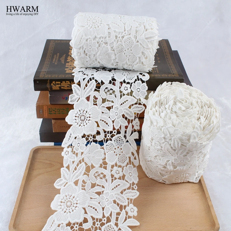 

1yards african lace fabric ribbon wedding trim Milk silk lacefabric water-soluble curtain lace DIY Embroidered girls'clothing