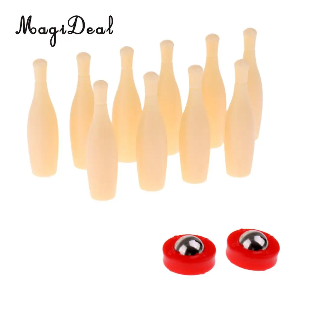 

MagiDeal Kids Children Desktop Super Mini Bowling Game Set 10 Bowling Pins + 2 Pushers Sport Toy Game