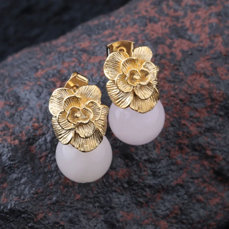 

925 pure natural crystal Pendant Silver earrings