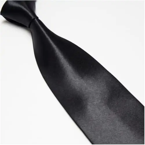 HOOYI однотонные мужские деловые галстуки для мужчин копия Шелковый полиэфирный Галстук бирюзовый синий - Цвет: Черный