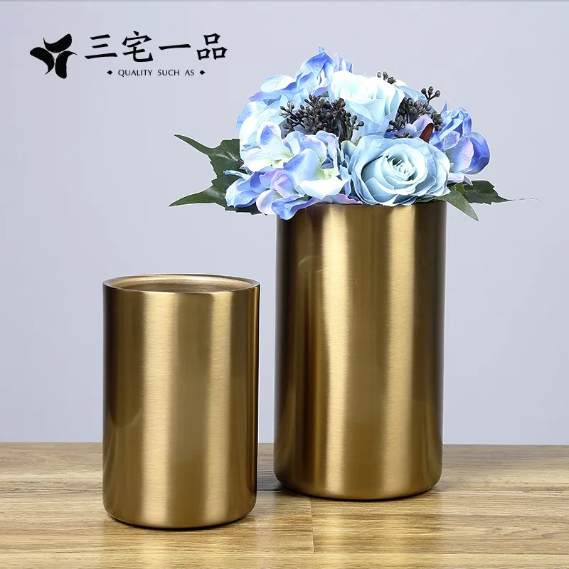 

Nordic Metal Vase Flower Ware Brass European American Country Flower Arrangement Creative Golden Home Decoration