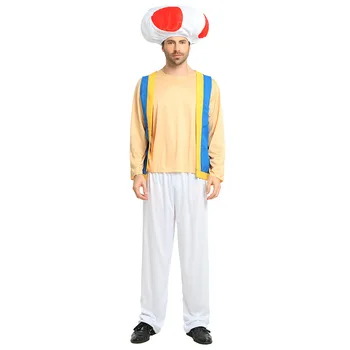 

Mens Mushroom Toad Cosplay Halloween Adult Mushroom Costume 1980s Video Game Male Fancy Dress Costume Role-Play Party Outfit