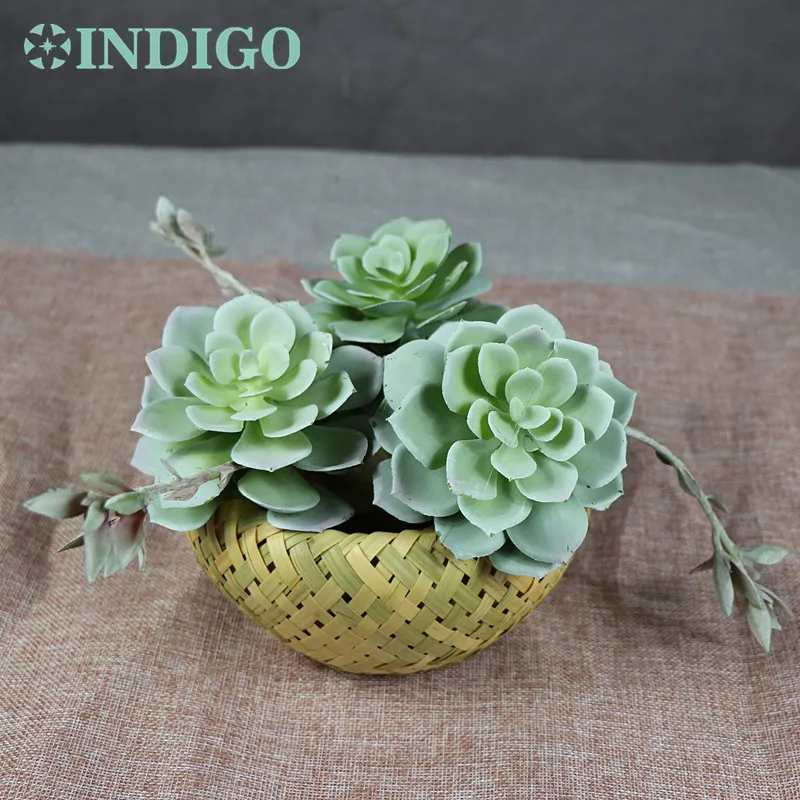 INDIGO Echeveria Grus Artificial Succulent Plant Plastic Flower Table Decoration Green Plant