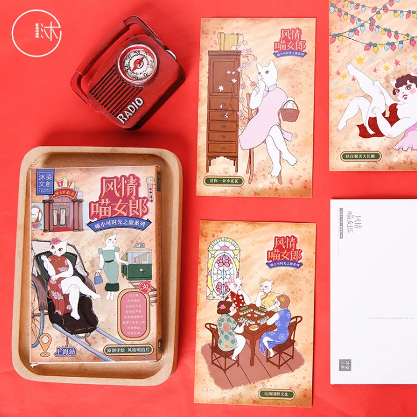 

30pcs/pack Cat Girl Style Creative Fashion Gift Birthday Novel Mini Greeting Card High Quality