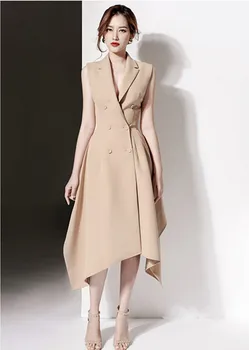 

New Style 2019 Summer Fashion Dress Sexy Sleeveless Women Turn-Down Collar Zipper Body con High Quality Dresses Wholesale