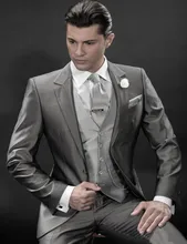 Custom made Trauzeugen reverskragen Bräutigam smoking grau männer anzüge hochzeit Trauzeuge Blazer( jacket+pants+tie+vest) b974