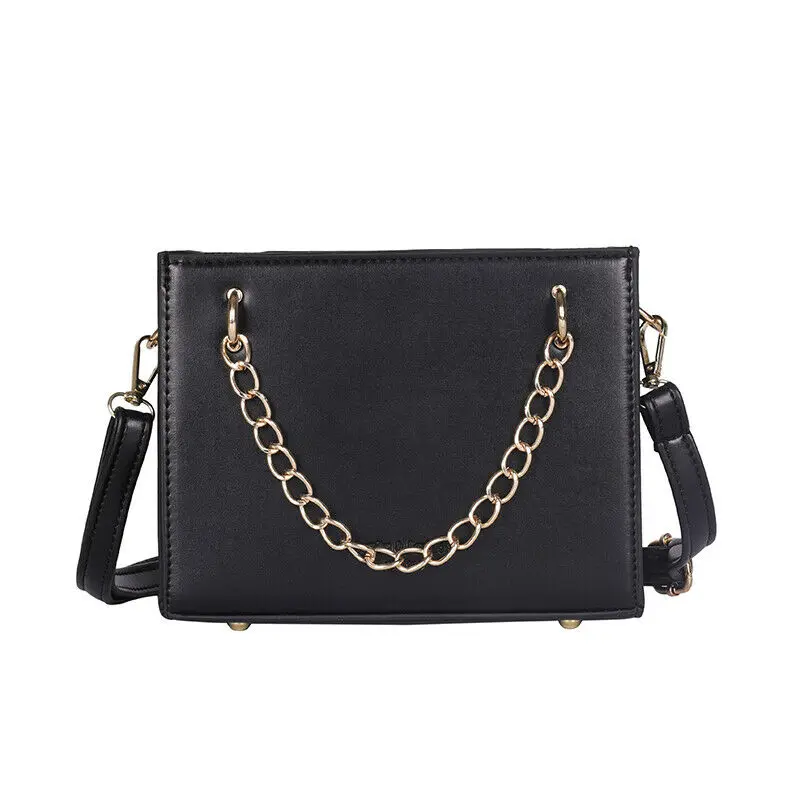 

Casual PU leather women's shoulder bag simple solid color handbag canta chain messenger bag