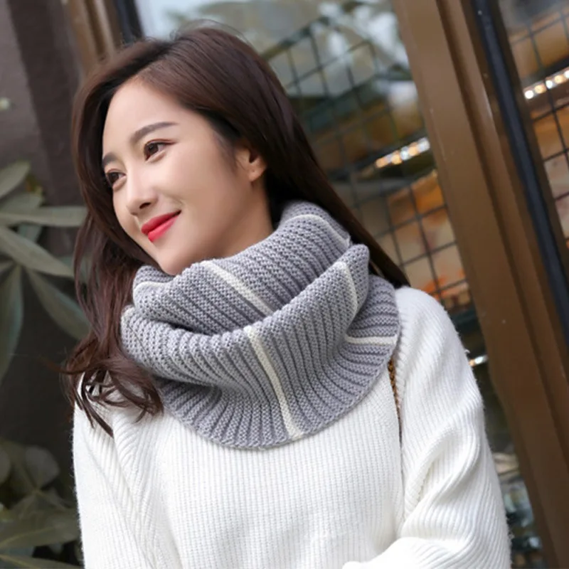 

Men Women Fashion Striped Printed Scarf Winter Warm Knitted Scarves Women High Quality Infinity Scarf Couples Scarf Female
