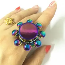 Цвета радуги с нашивкой в виде кольца на безымянном пальце в ручной Спиннер, концентрация внимания, СДВГ настольная сенсорная игрушки для снятия стресса ADHD для детей подарок