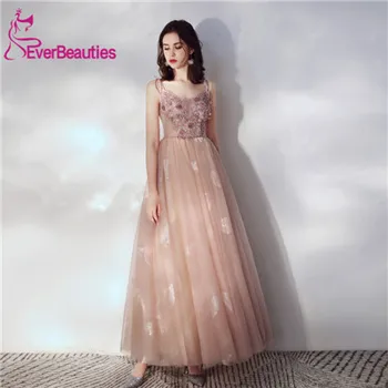 

Spaghetti Straps Prom Dress Long 2020 Robe De Soiree Elegant Tulle Appliques Formal Dresses Evening Gown