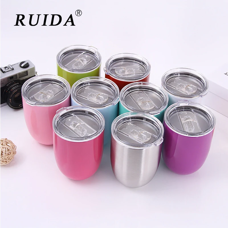 

RUIDA 9oz Egg Shapped Beer Wine Coffee Tea Mug Stainless steel Tumbler Insulated thermos Travel Outdoor sports Portable Car Cup