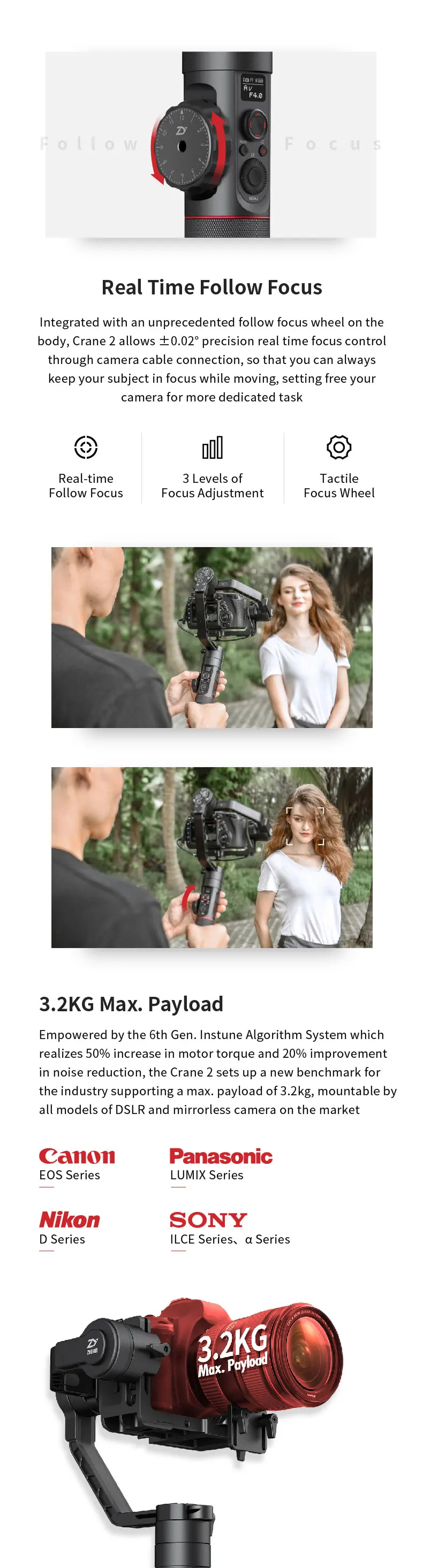 zhiyun Zhi yun  Crane 2 3-Axis Camera Stabilizer for All Models of DSLR Mirrorless Camera Canon