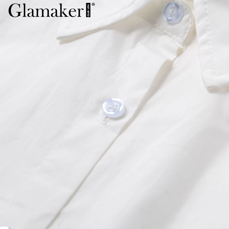 Glamaker, белое мини-платье с рукавом летучая мышь, Женская Офисная плиссированная блузка, платье-рубашка, Осеннее приталенное Элегантное короткое платье с высокой талией