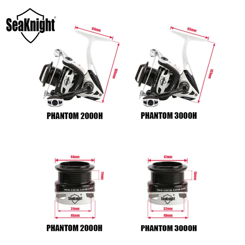 Спиннинговая катушка SeaKnight рыболовная PHANTOM PH серии 2000H/3000H с алюминиевым корпусом 6