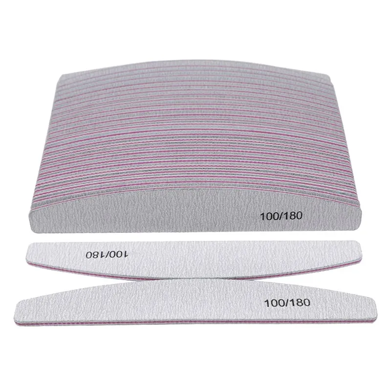 

2Pcs 100/180 Nail File sanding polishing Buffer Block UV Gel Nail Polisher Manicure Pedicure Tools Nail Care Tools Grey Boat