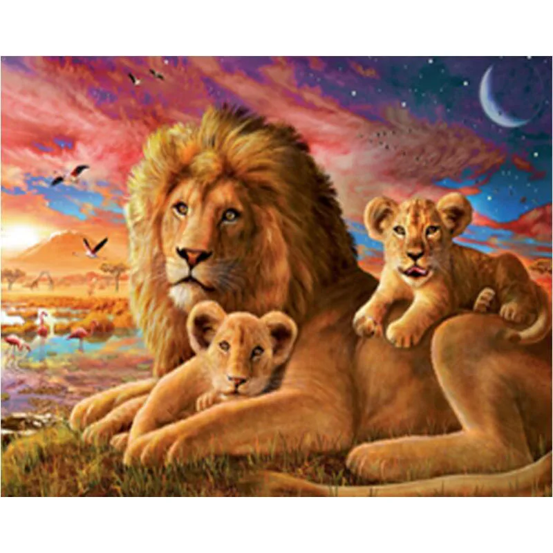 

H2108 dimond painting,diamond embroidery icons,diamond embroider Big and small lion