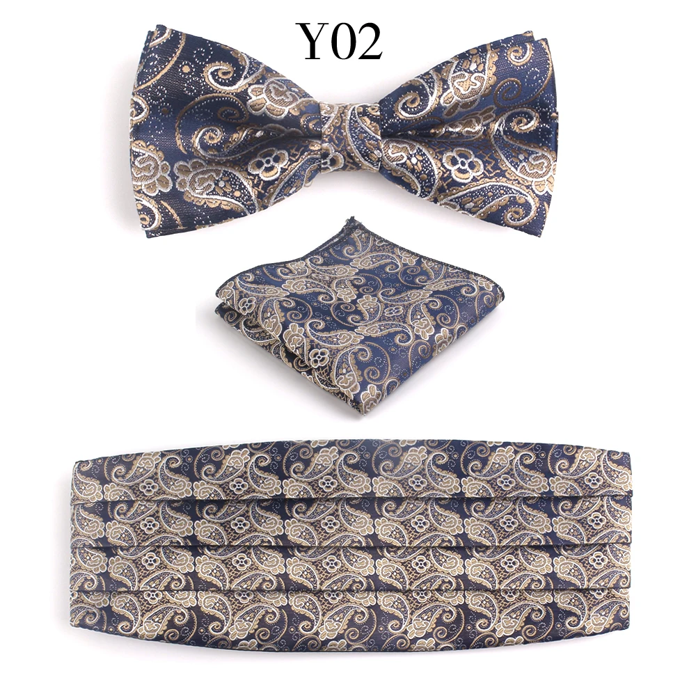 Галстук-бабочка широкие пояса и карман квадратный набор для мужчин классические галстуки бабочки для костюма талии печать Hanky наборы взрослых Цветочные Галстуки - Цвет: Y02