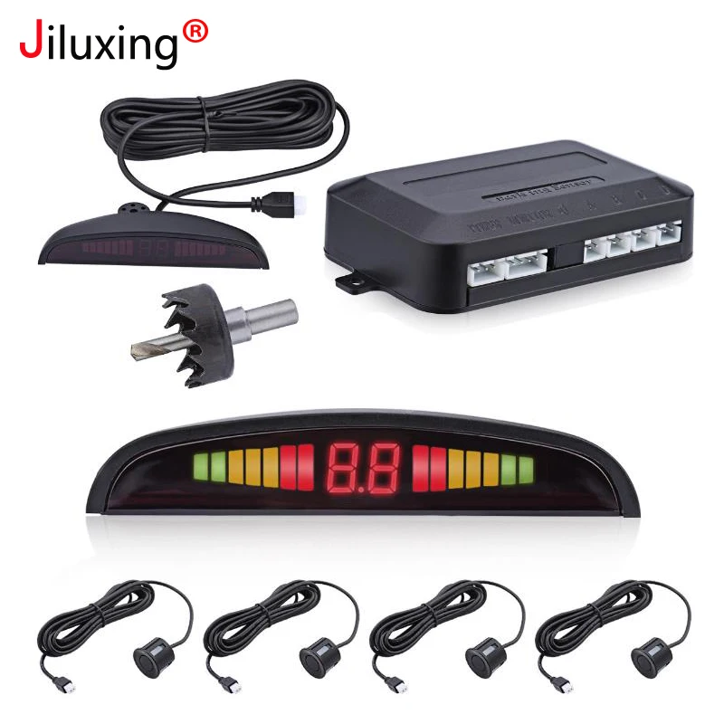 Jiluxing Universal Car LED Parking Sensor With 4 Sensors Car Reverse