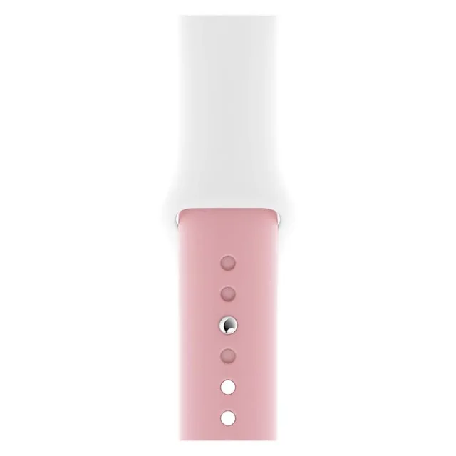 Силиконовый спортивный ремешок для Apple watch 4, 5, 44 мм, 40 мм, двойной цветной браслет для iWatch серии 3, 2, 1, 42 мм, 38 мм, аксессуары - Цвет ремешка: White light pink
