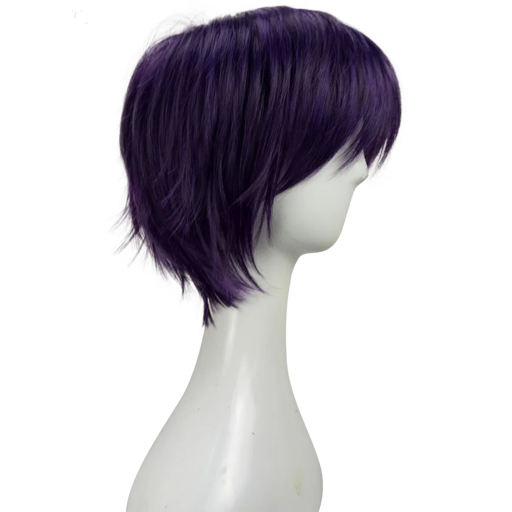 Hairjoy Noragami Йато Косплэй парик Фиолетовый Короткие слоистых вьющиеся 35 см термостойкие синтетические волокна волос 6 цветов Бесплатная