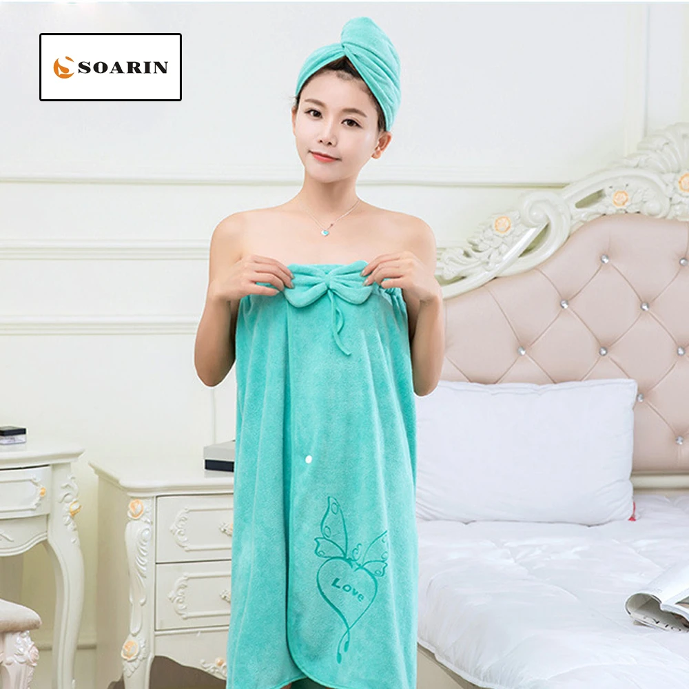 SOARIN Solid 80x135cm Bath Skirt Bath Towel Roupao De Banho 25x65cm Shower Cap Bathroom Shower Towel Dress Toalha De Banho