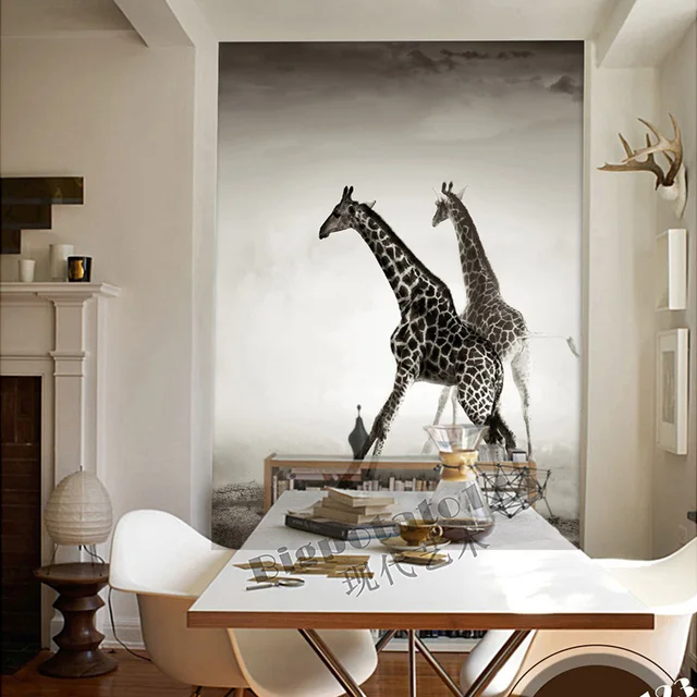 Personalizado Animal Girafa foto papel de parede Mural 