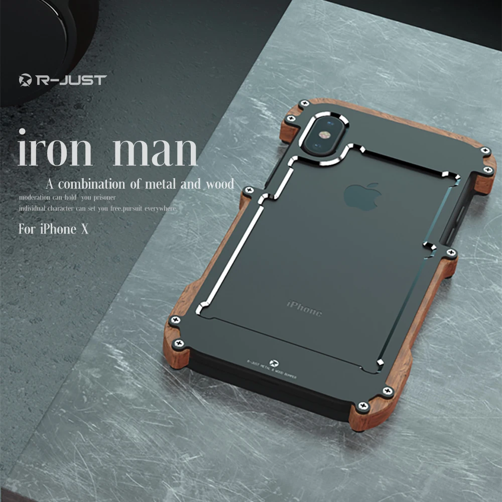 Чехол R Just для Apple iPhone 7 роскошный металлический алюминиевый деревянный защитный