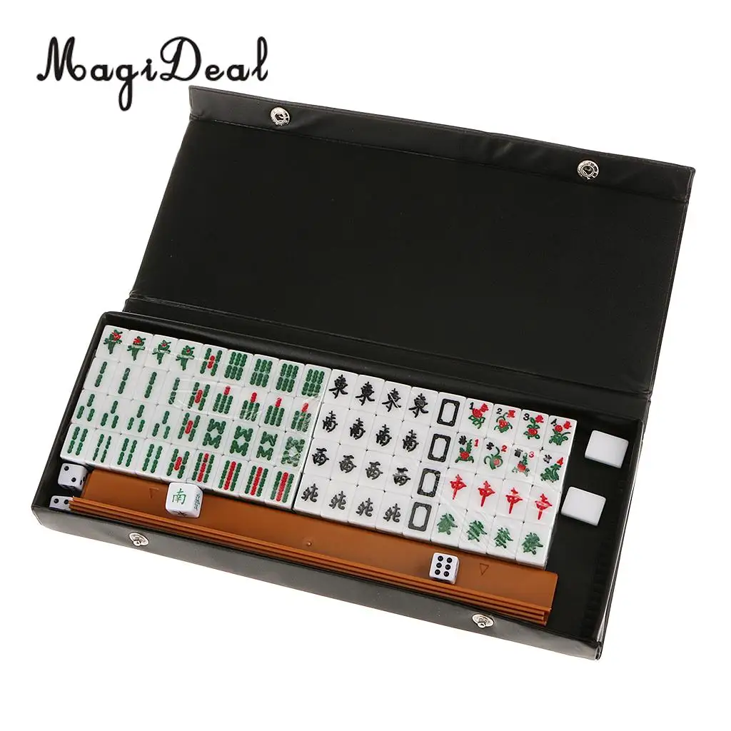 MagiDeal Portable Mini 16mm Mahjong Chinese Traditional Game Gathering Party Game MJ-022 for Camping Hiking Travel Game Kid Toy
