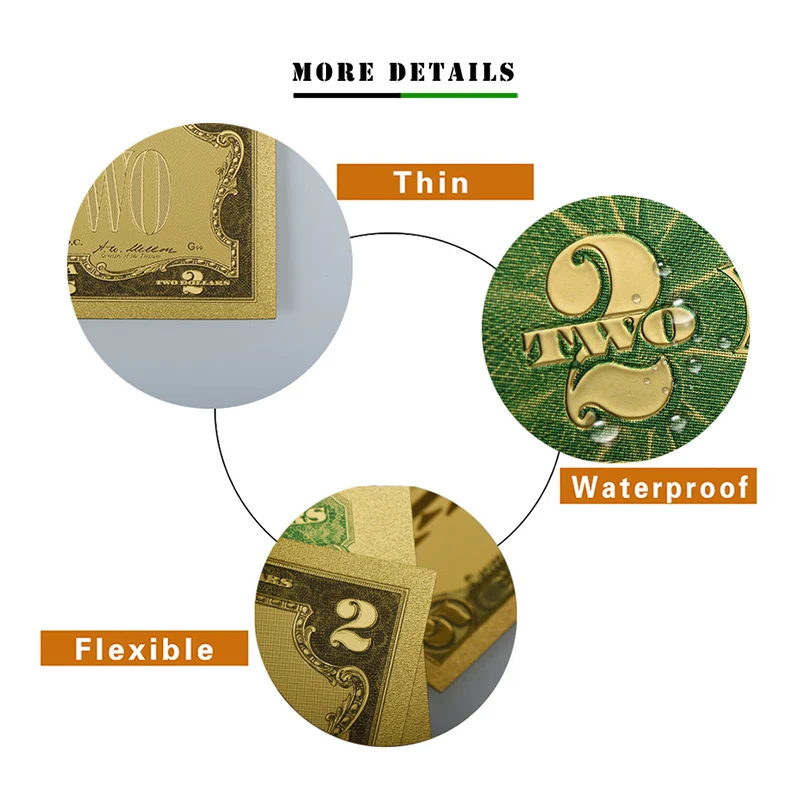 WR 1928 год американская красочная Золотая банкнота USD 2 позолоченная фольга банкнота рождественские подарки для коллекционный сувенир