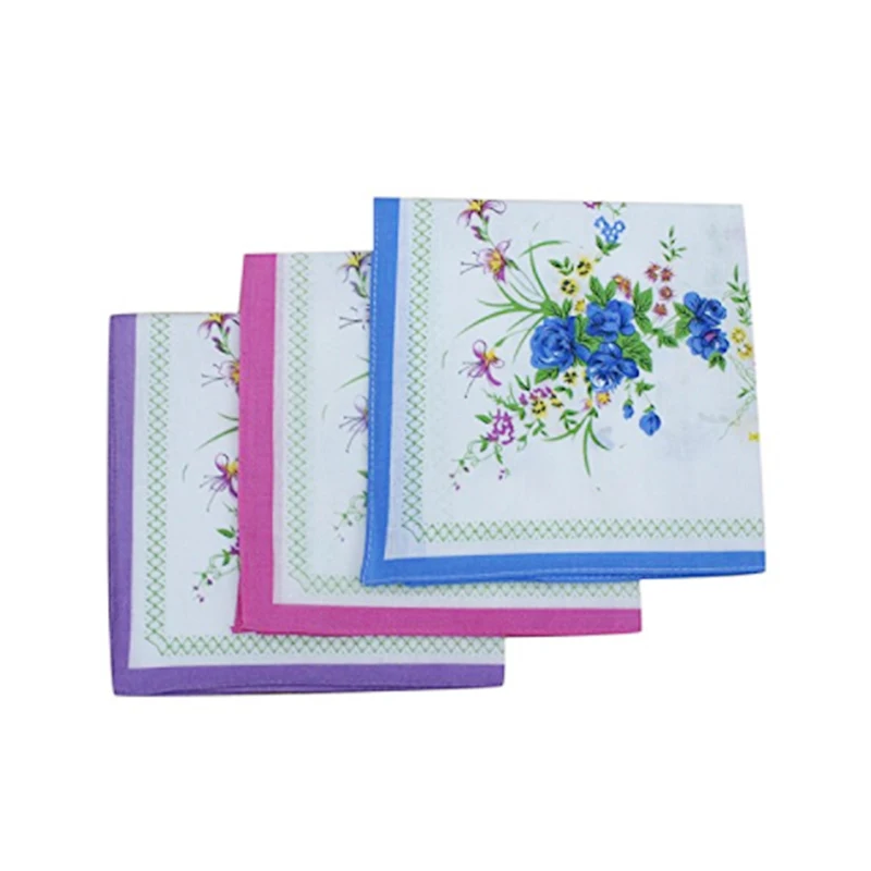  Set 12Pcs Floral pattern handkerchiefs Cotton blended fabric for Child Female clothing