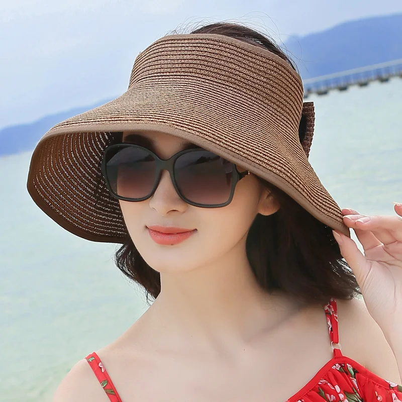 Empty Top Beach Hat Women Summer Sun Hat Large Brim Sun Cap Sunscreen