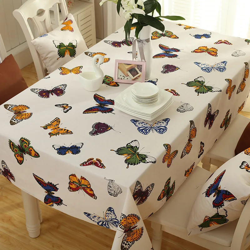 

2018 New Japan Polyester cotton Tablecloth butterfly pattern Dust-proof Home Dining Table cloth Christmas Banquet Cover cloth