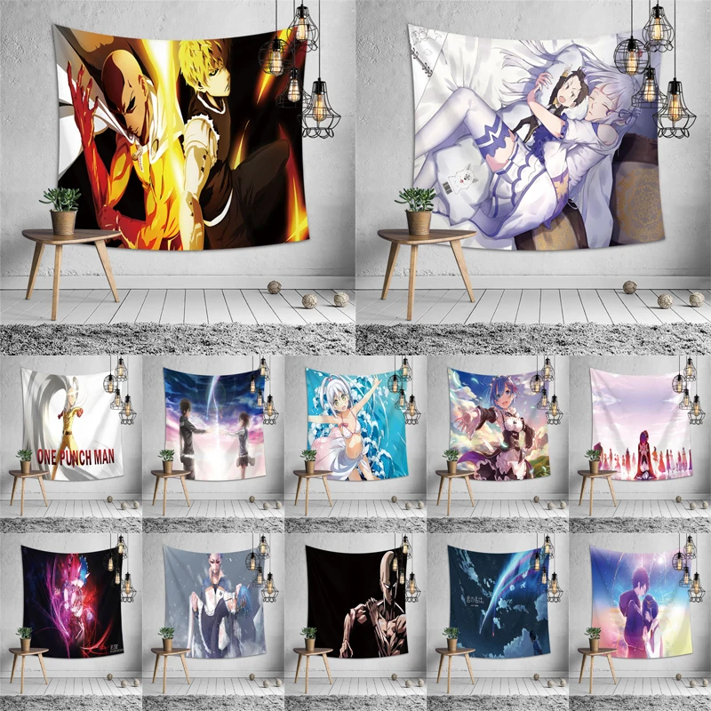 

anime printed wall hanging arts and crafts cartoon tapestry for living room decoration camping picnic thin polyester mat