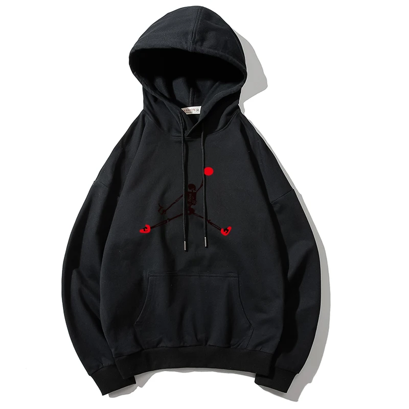 

2019 Fashion Flying Man Print Black Mens Sweatshirt Women Hoodies Pullover 100% Cotton Long Sleeve Couple Hoodies Men Clothes