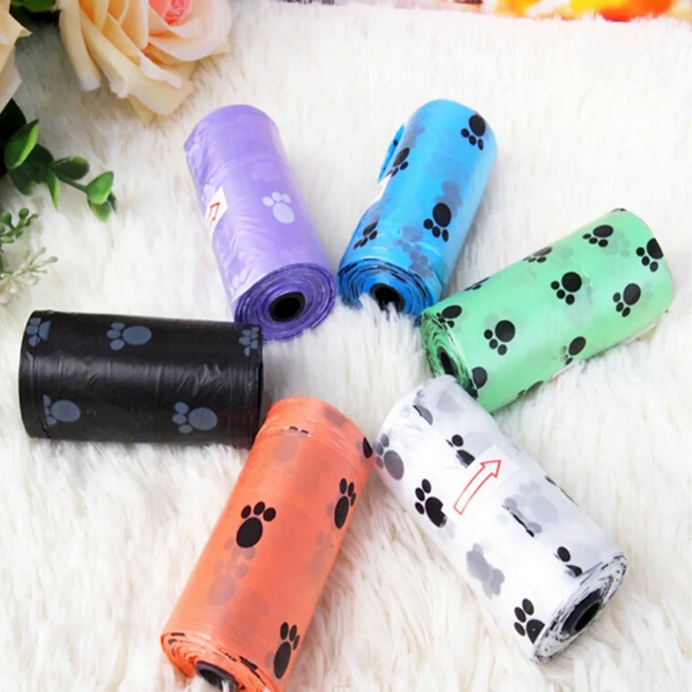 

Degradable Pet Dog Waste Poop Bag With Printing Doggy Bag Pet Waste Clean Poop Bags Dog Carrier Bags 5 Rolls/75 Pcs