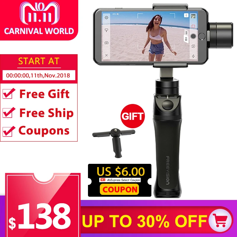 Freevision Vilta-M 3-axis Handheld Gimbal Smartphone Stabilizer for iPhone X 5 6s 8 Samsung GoPro HERO5 4 3 Yi 4K pk osmo 2 dji Freevision Vilta-M 3-axis Handheld Gimbal Smartphone Stabilizer for iPhone X 5 6s 8 Samsung GoPro HERO5 4 3 Yi 4K pk osmo 2 dji