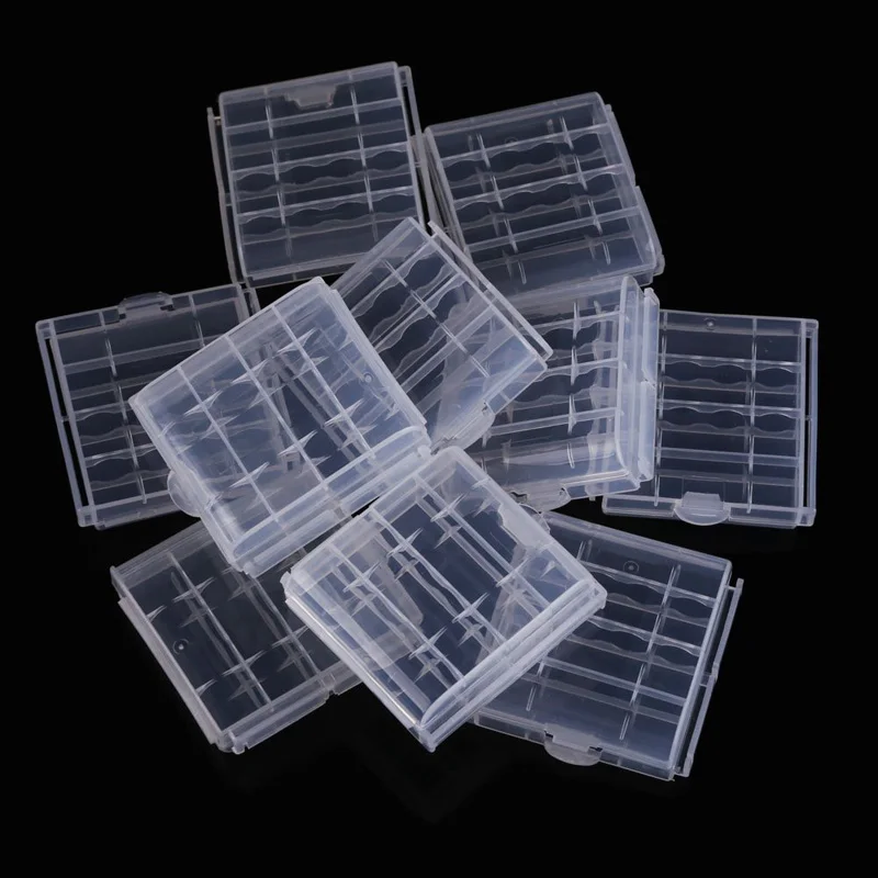 

10 Pcs Plastic Case Holder Storage Box Cover For Rechargeable AA And AAA Batteries XJ66