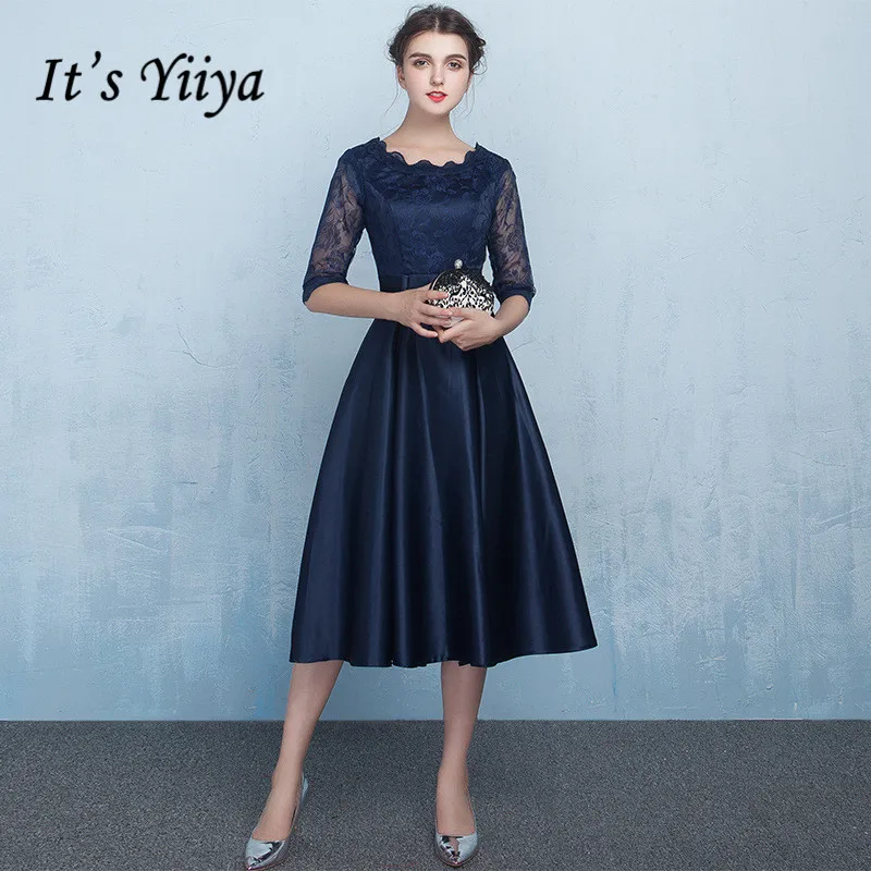 Weddings & Events Es Der Yiiya Mode Halbe Hülse Kleider Vintage Spitze Hohe Qualität Reich Kleid Lx389 Kaufe Jetzt