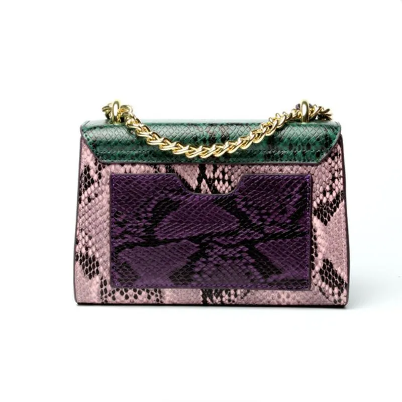 Женская сумка из спилковой кожи с цепочкой и змеиным принтом|bag high quality|serpentine