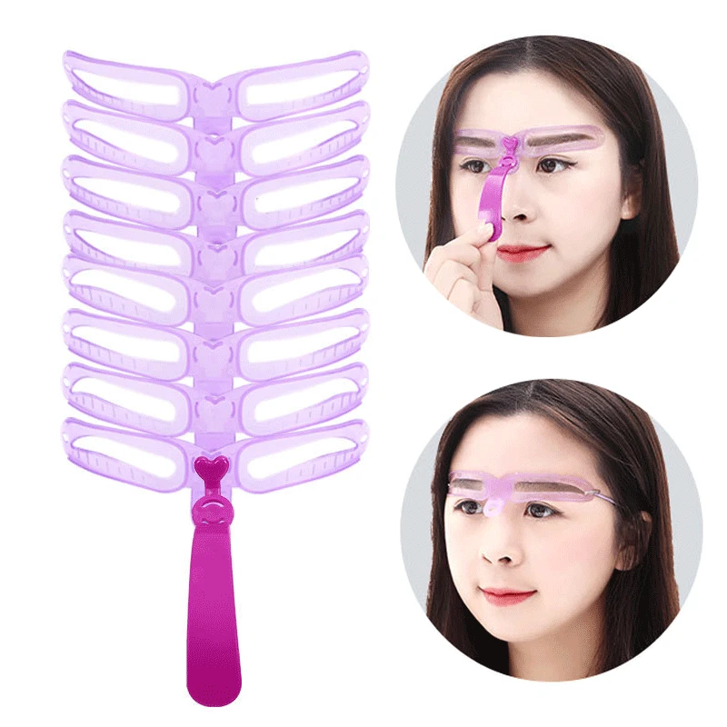

New 8 In1 Eyebrow Shaping Template Helper Eyebrow Stencils Kit Grooming Card Eyebrow Defining Makeup Tools Reusable