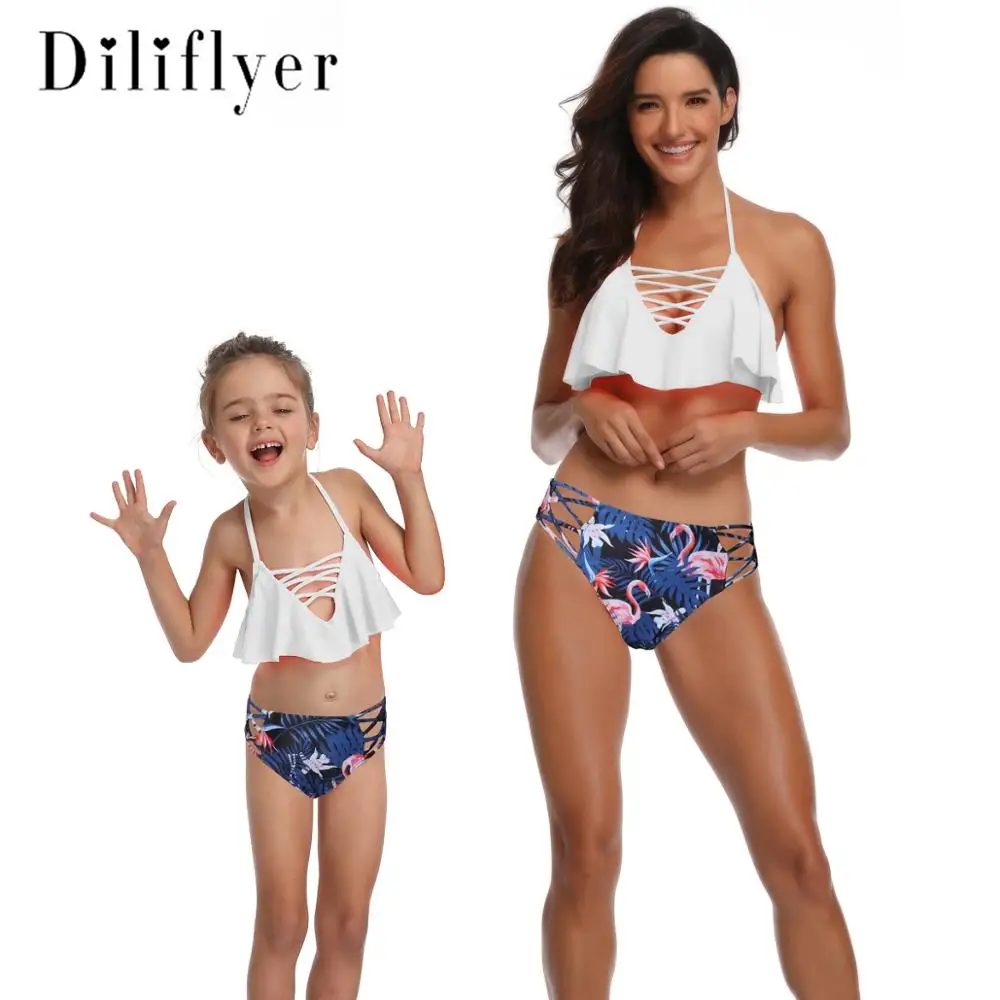 Women's two Piece Retro Boho Flounce Falbala High Waist adjustable ties at neck and back Bikini Set Chic Swimsuit | Женская одежда